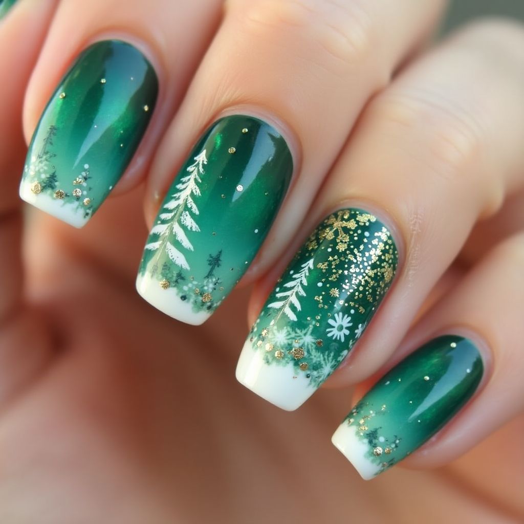 Green Winter Nail Design