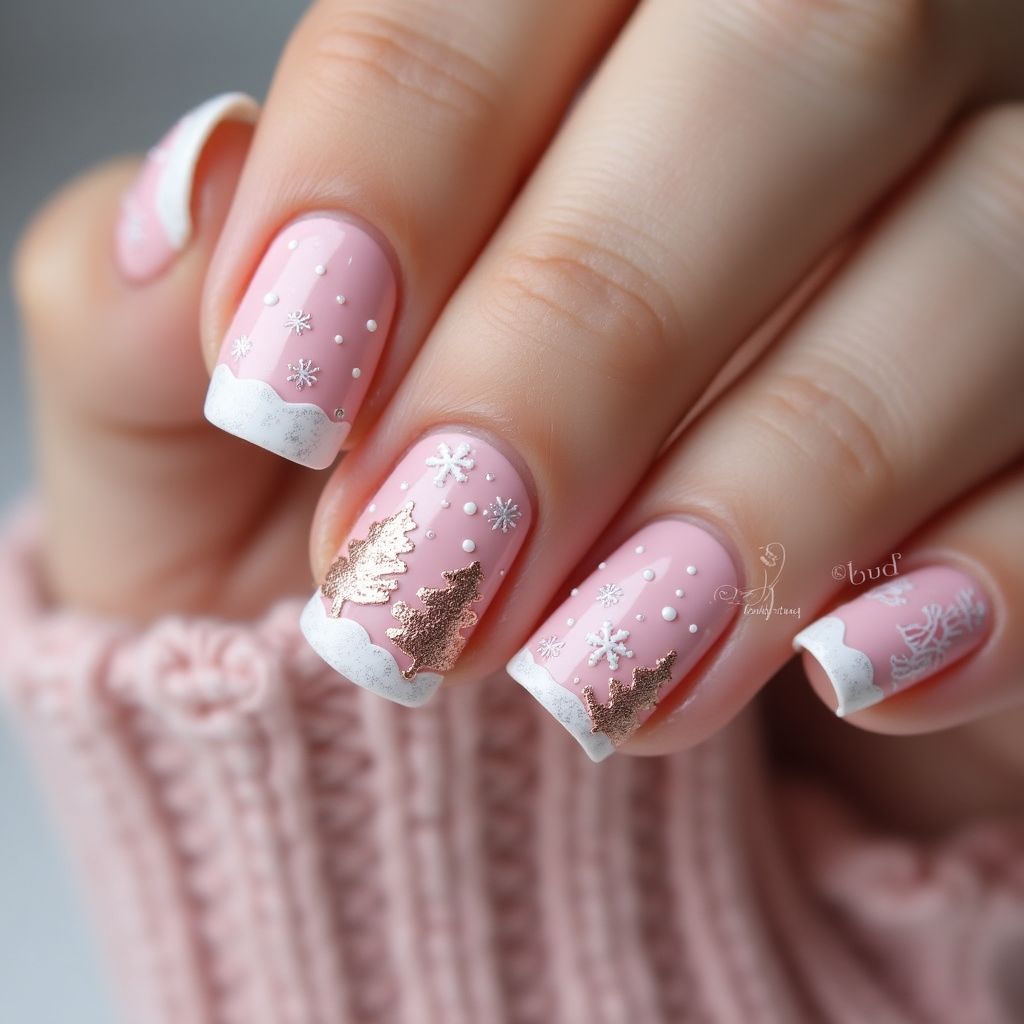 Baby Pink Winter Nail Design