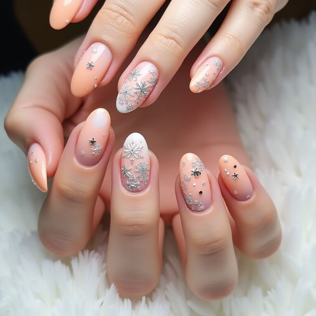 Peach Winter Nail Design