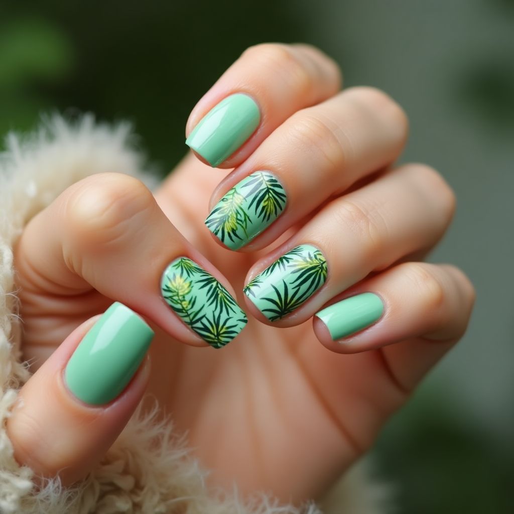 Green Summer Nail Design