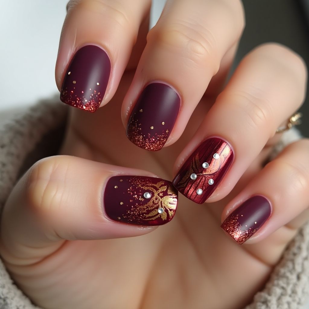 Wine Autumn Nail Design