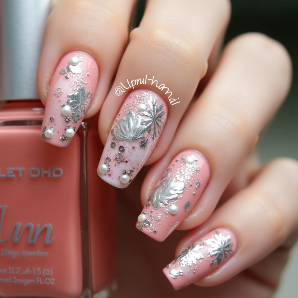 Coral Winter Nail Design