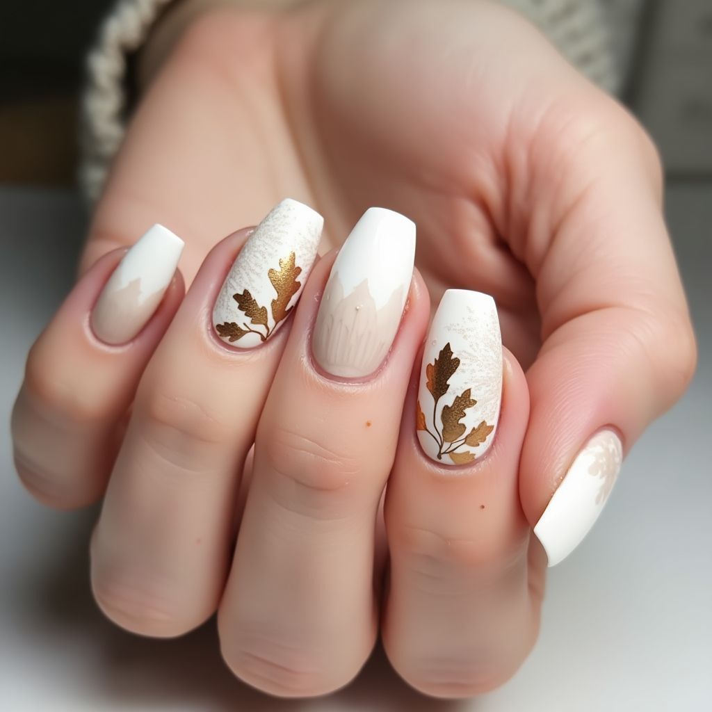White Autumn Nail Design