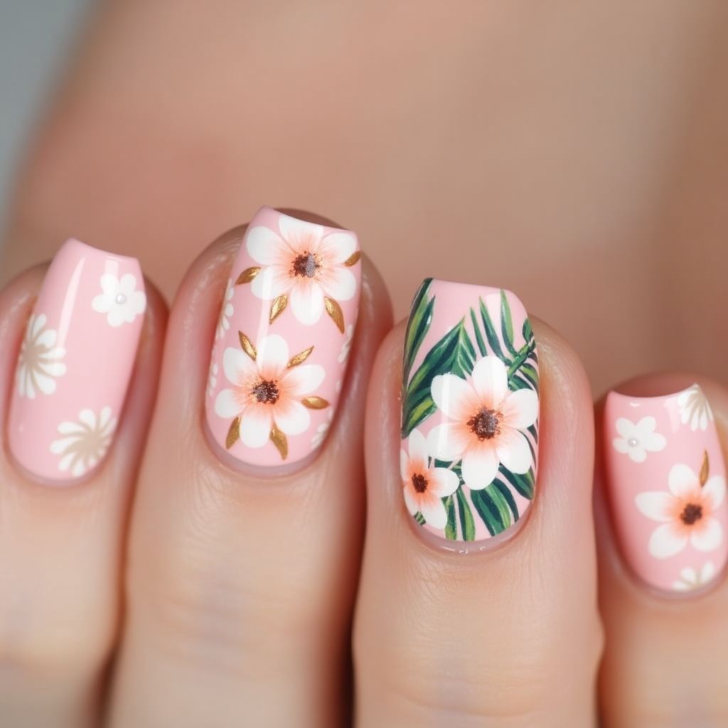 Baby Pink Summer Nail Design