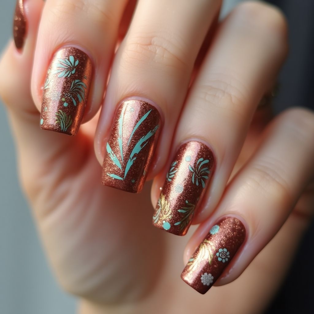 Bronze Summer Nail Design
