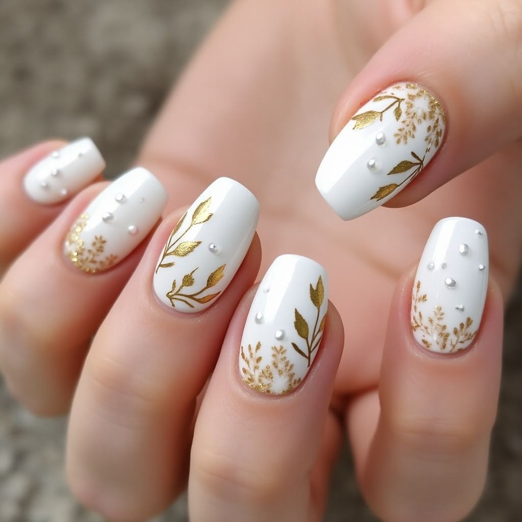 White Autumn Nail Design