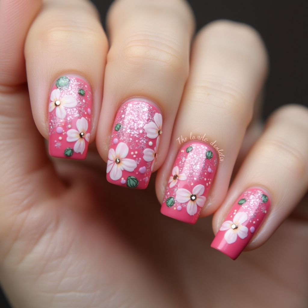 Fuchsia Spring Nail Design