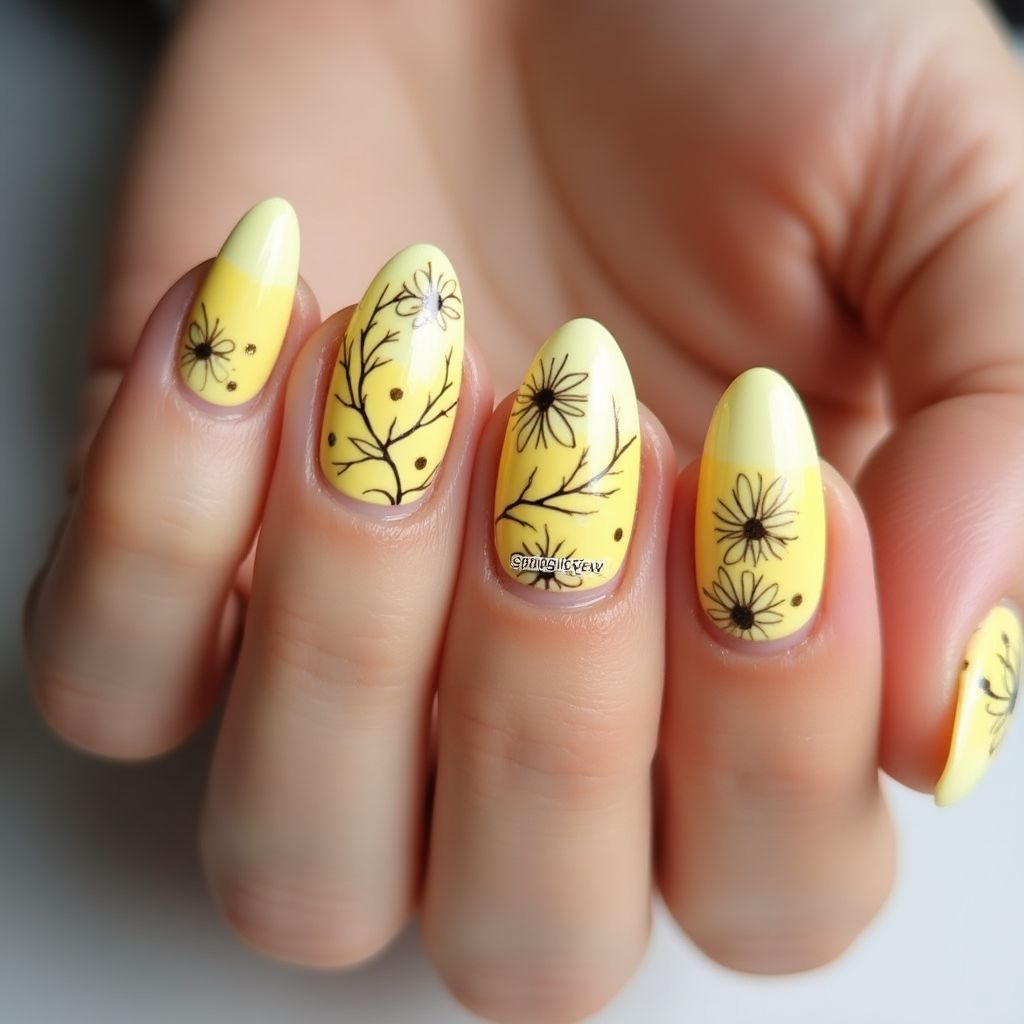 Yellow Spring Nail Design