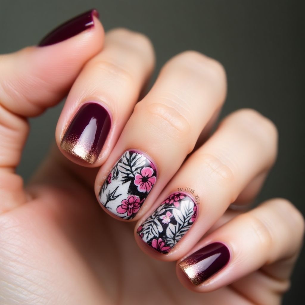 Wine Summer Nail Design
