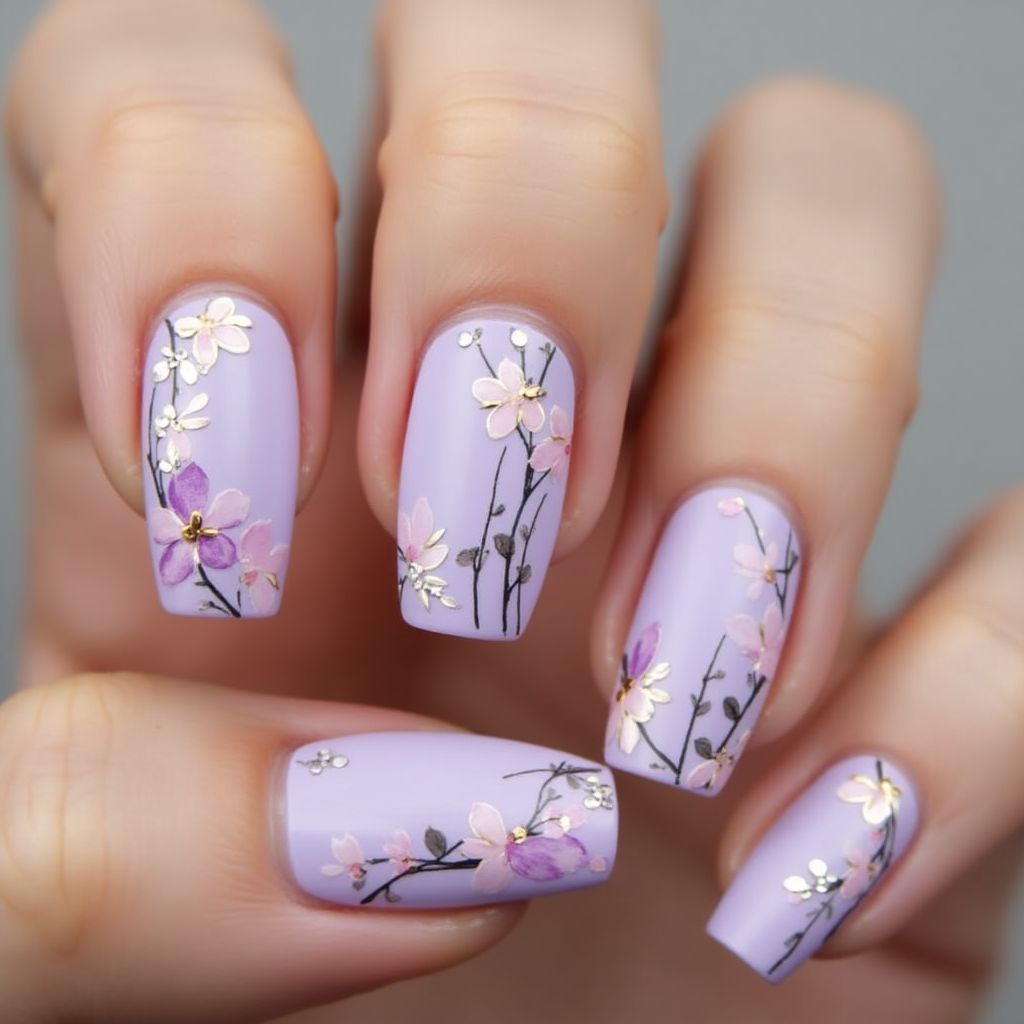 Lilac Spring Nail Design