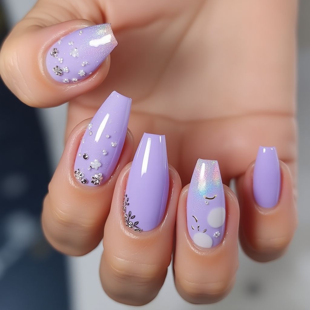 Lilac Stiletto Nail Design