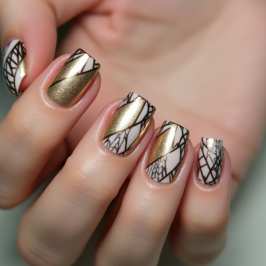 Gold Square Nail Design