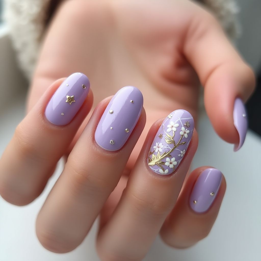 Pastel Purple Round Nail Design