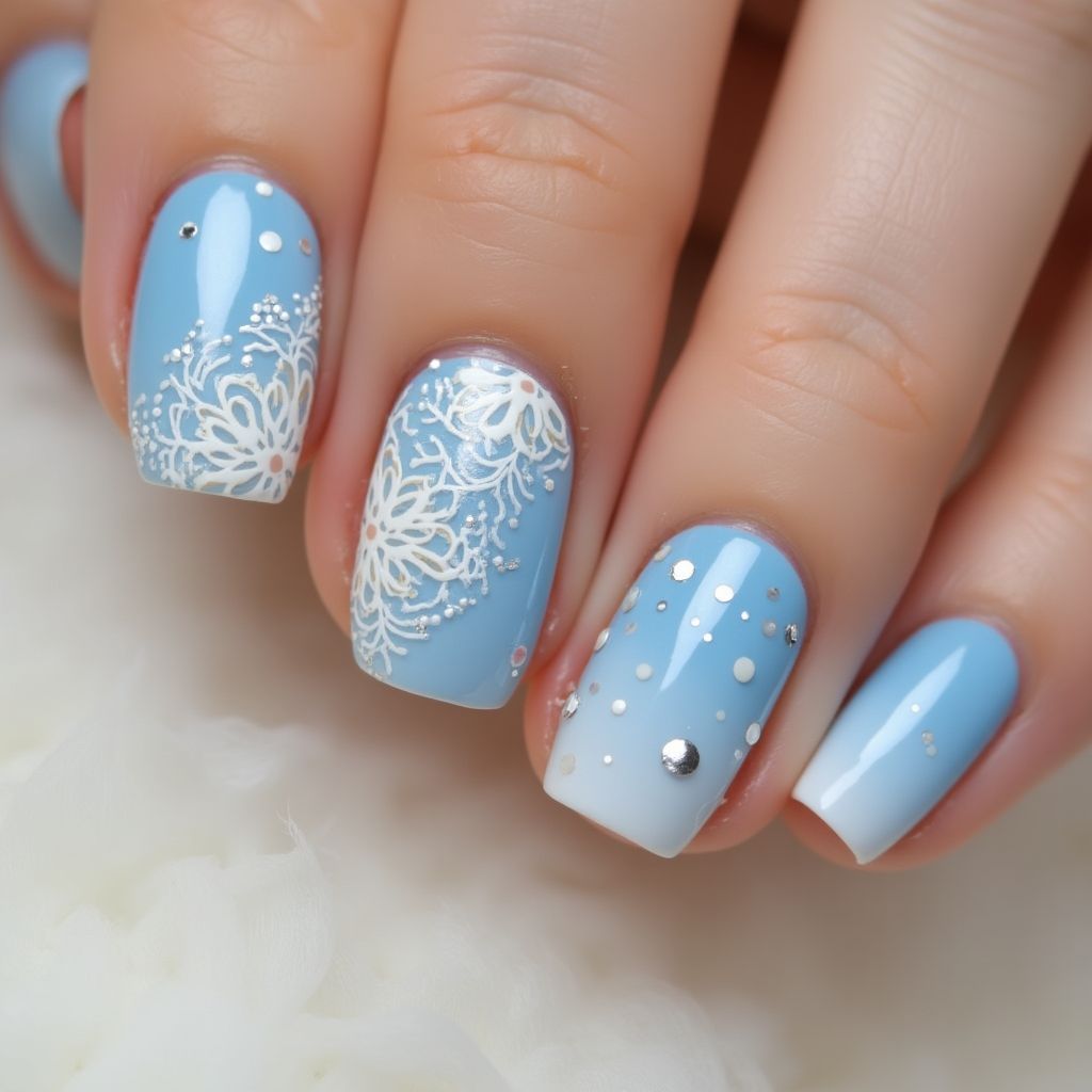 Baby Blue Round Nail Design