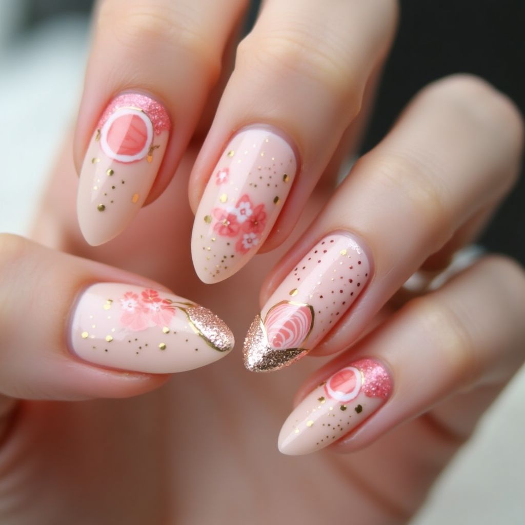 Pink Almond Nail Design