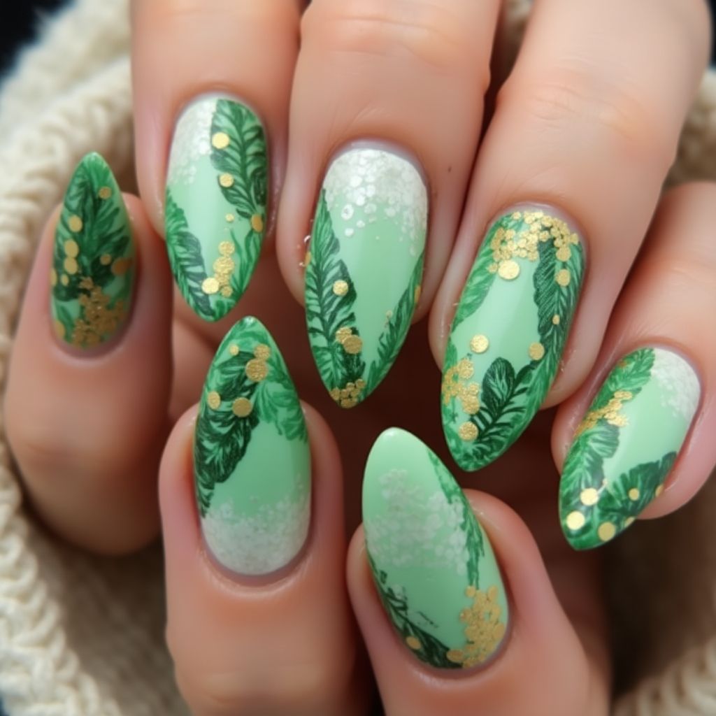 Green Stiletto Nail Design