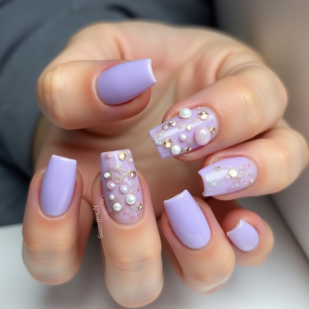 Lilac Square Nail Design