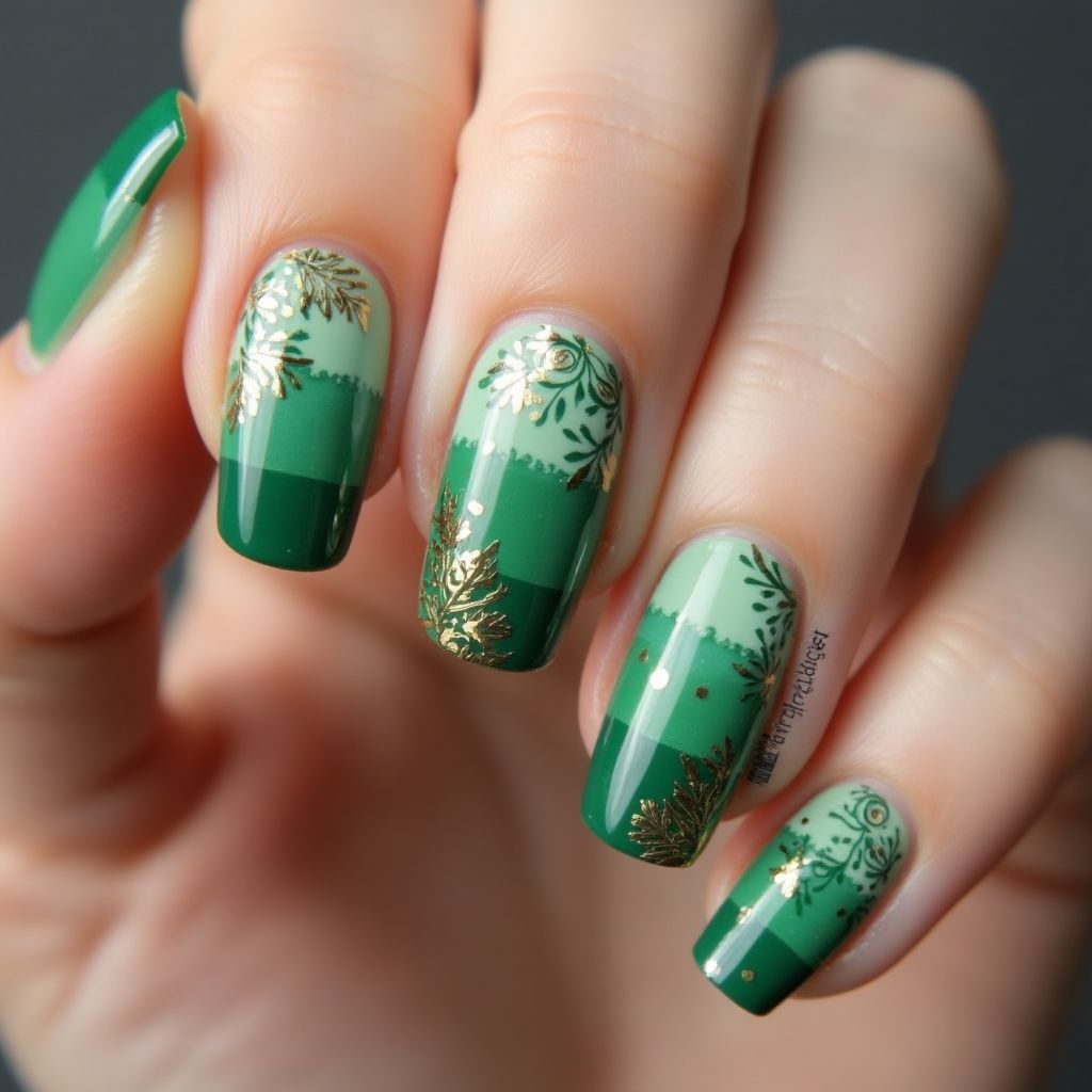 Green Round Nail Design