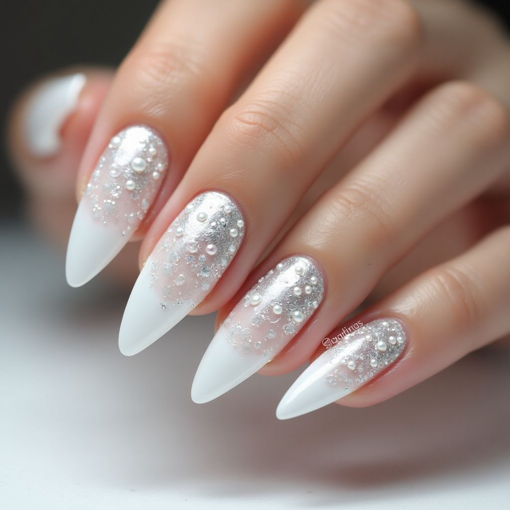 White Stiletto Nail Design