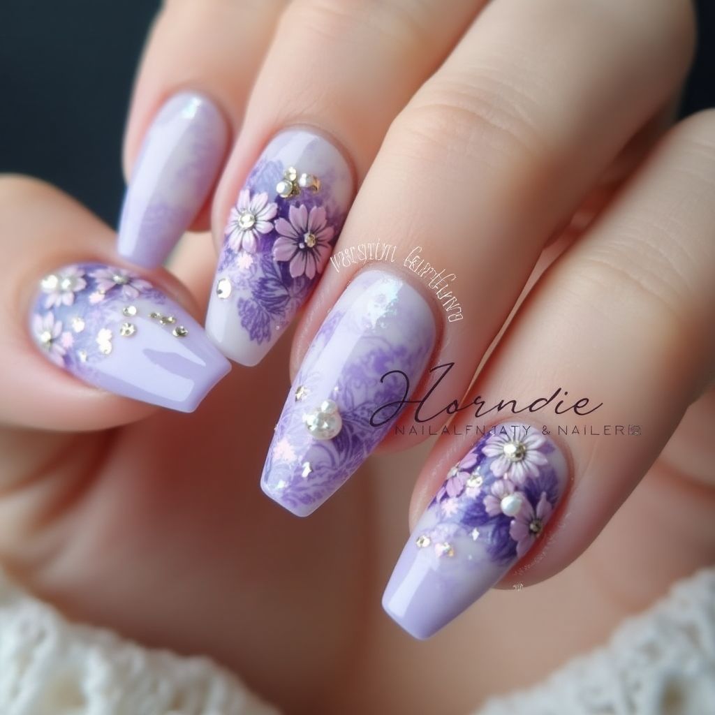 Lilac Coffin Nail Design