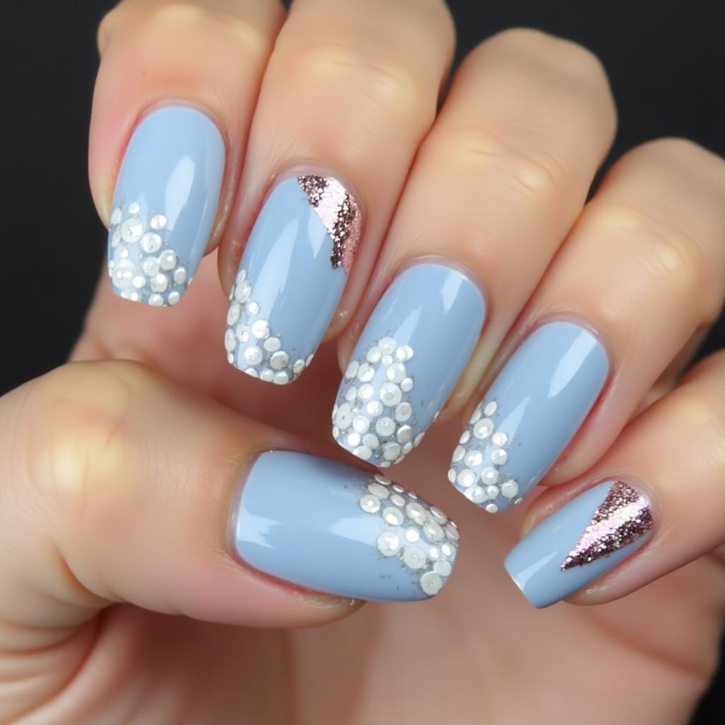 Baby Blue Round Nail Design