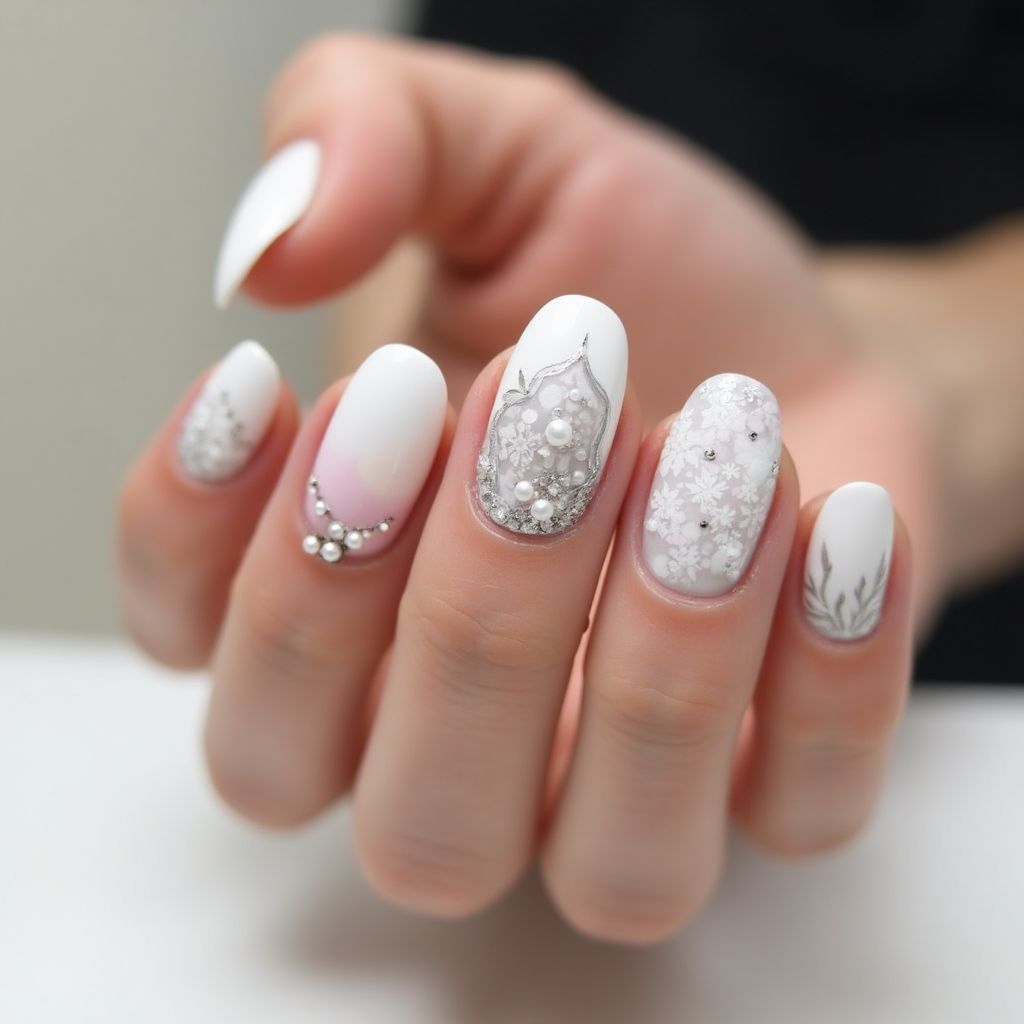 White Round Nail Design