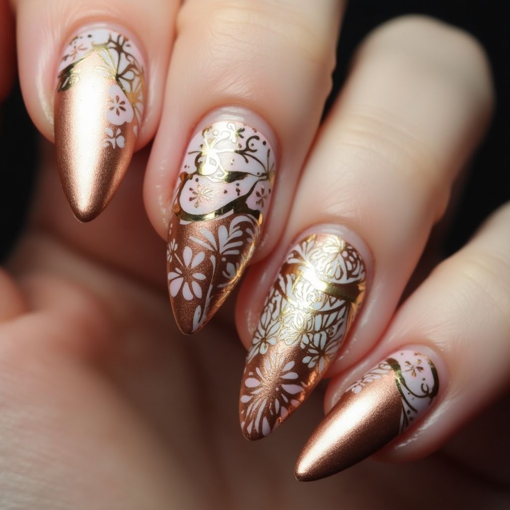 Copper Stiletto Nail Design