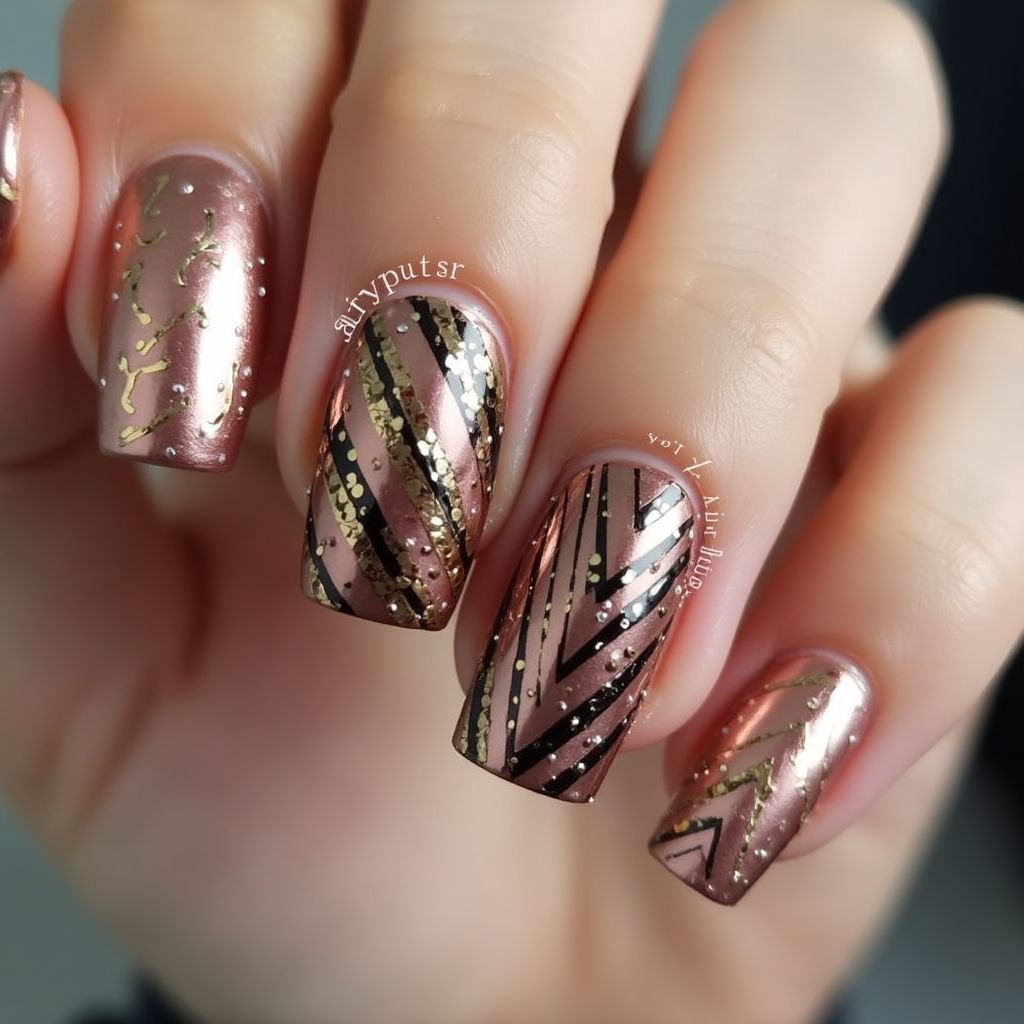Bronze Square Nail Design