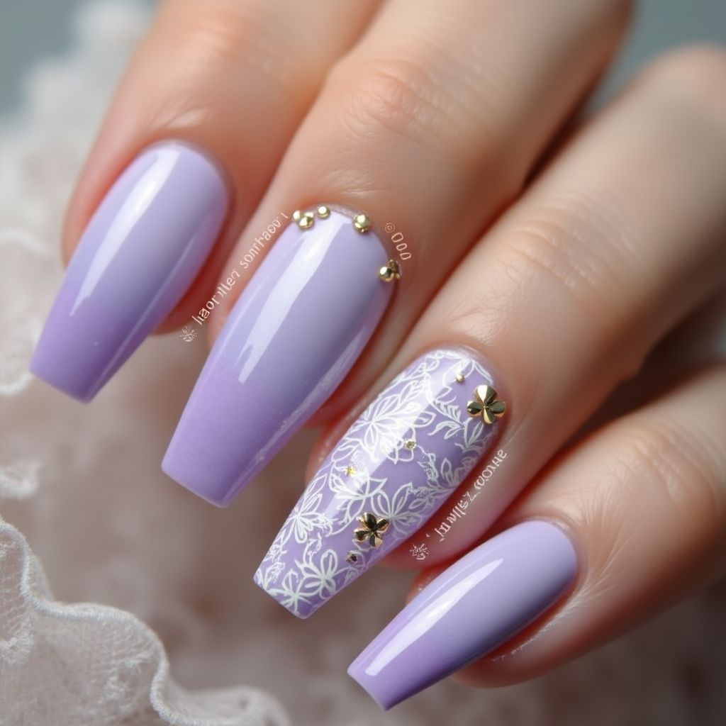 Lavender Coffin Nail Design