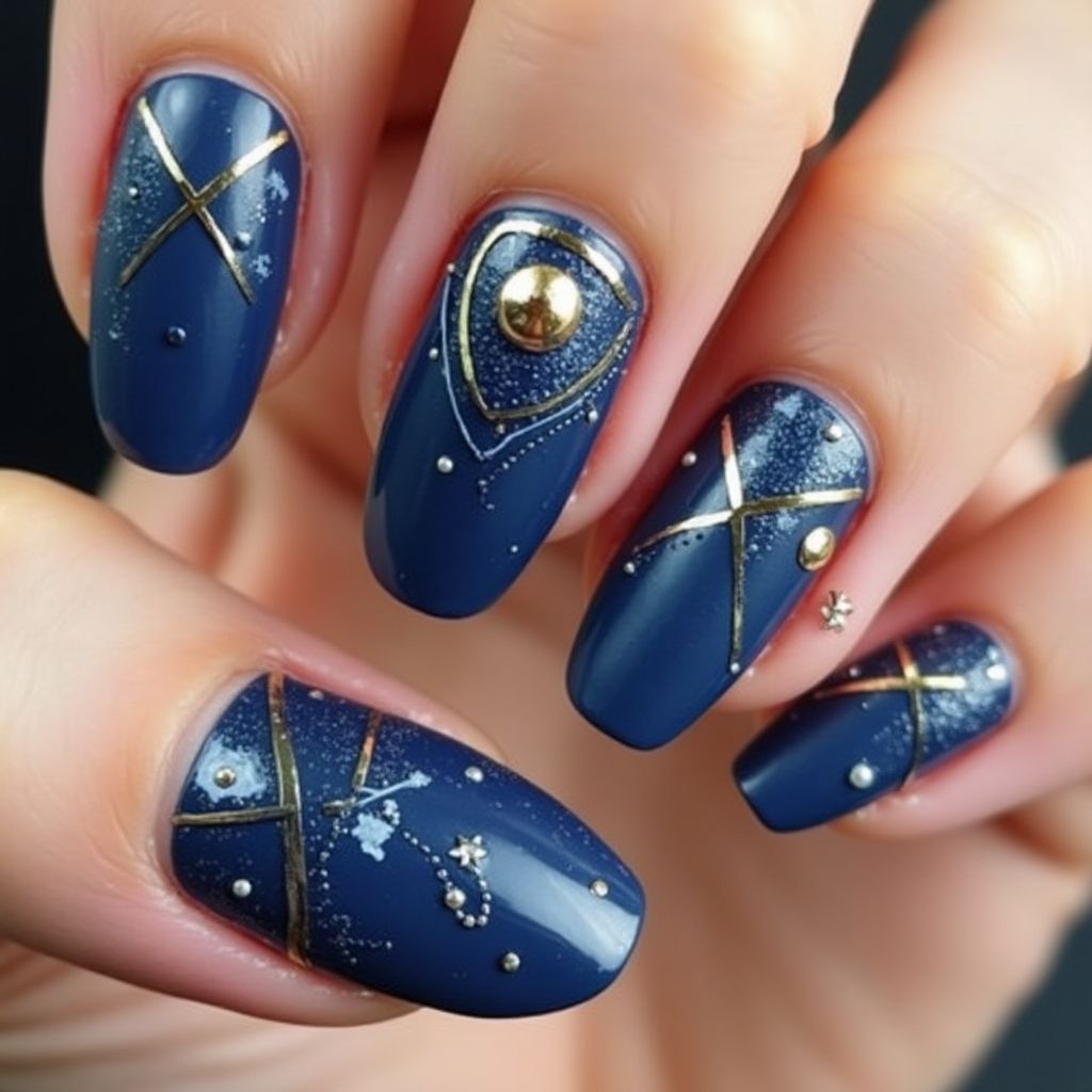 Navy blue Coffin Nail Design