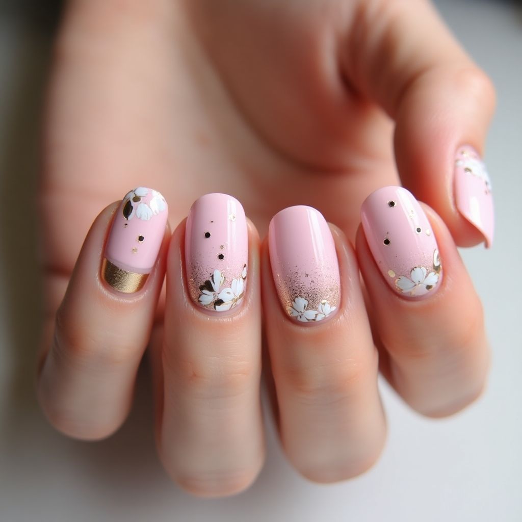 Baby Pink Round Nail Design