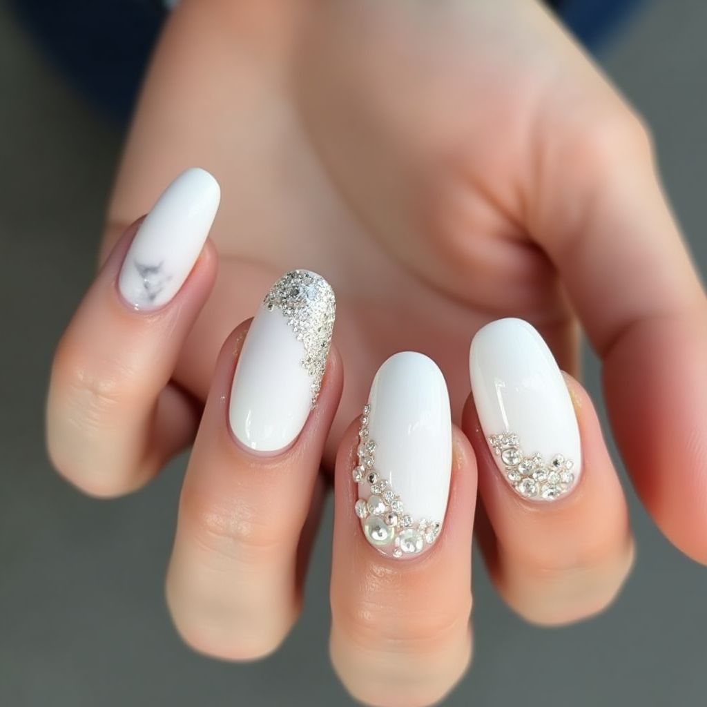 White Round Nail Design