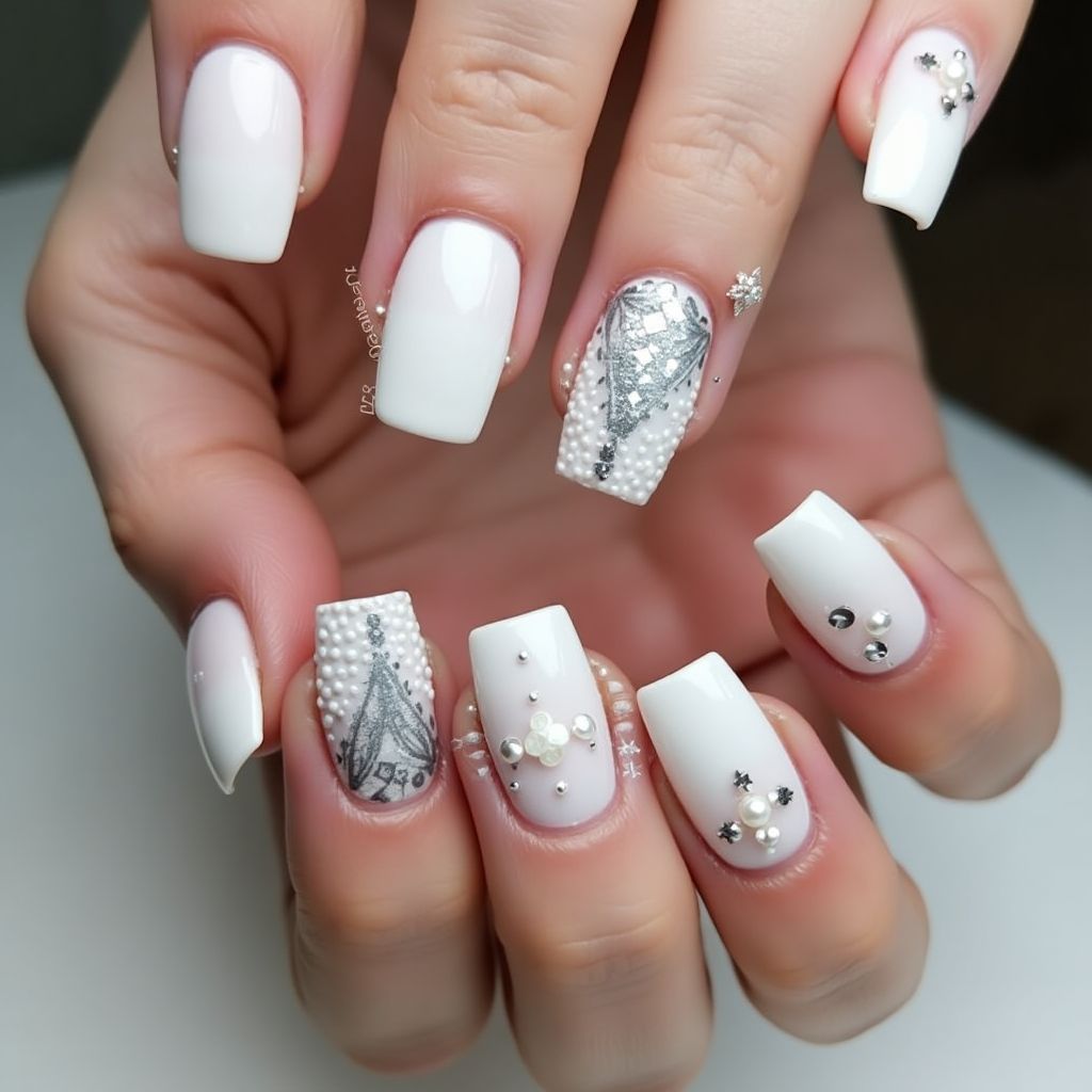 White Square Nail Design