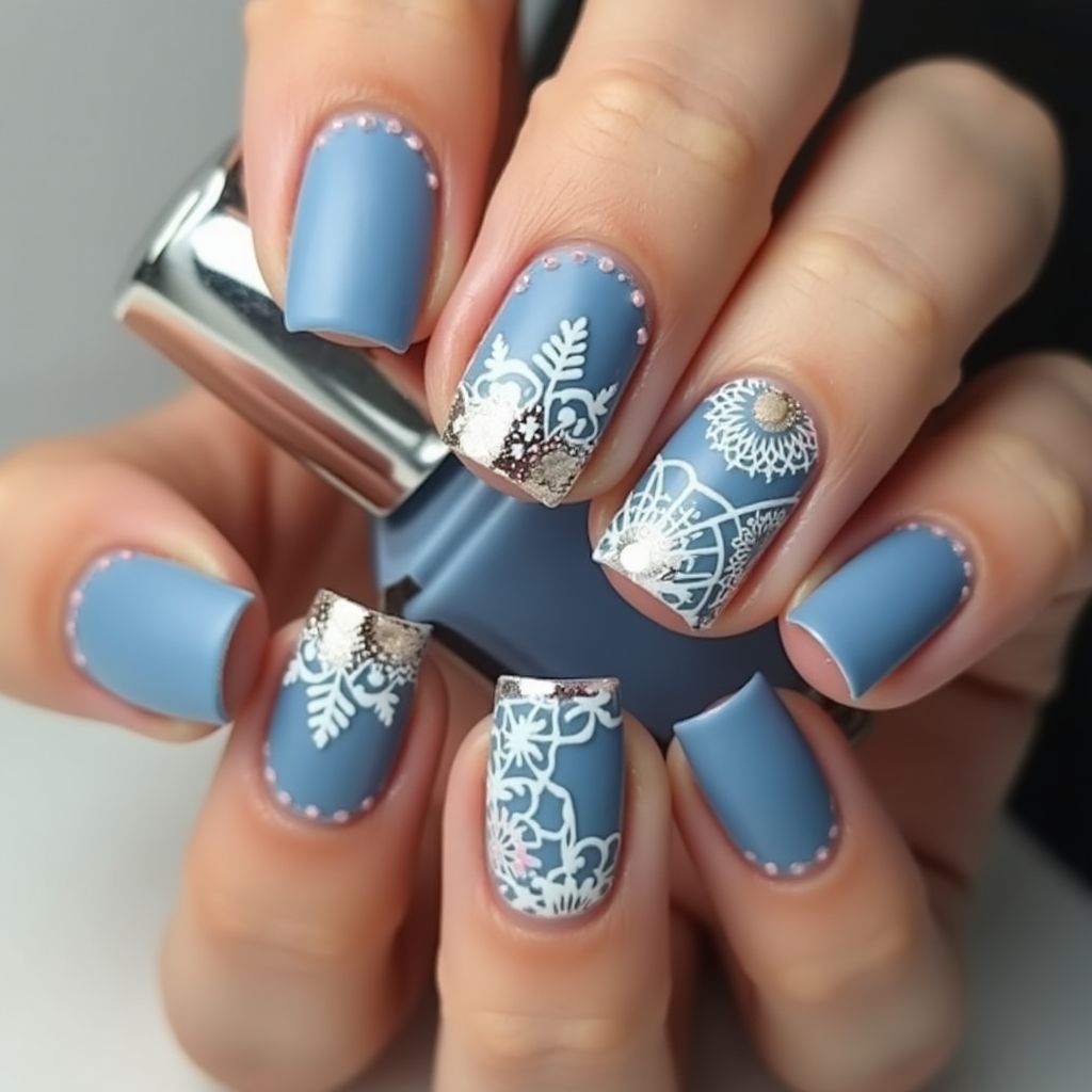 Sky Blue Square Nail Design