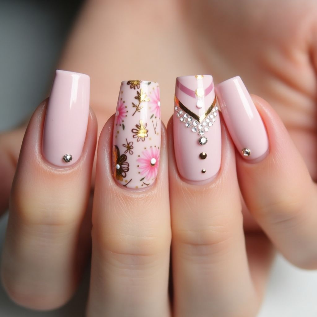 Baby Pink Square Nail Design