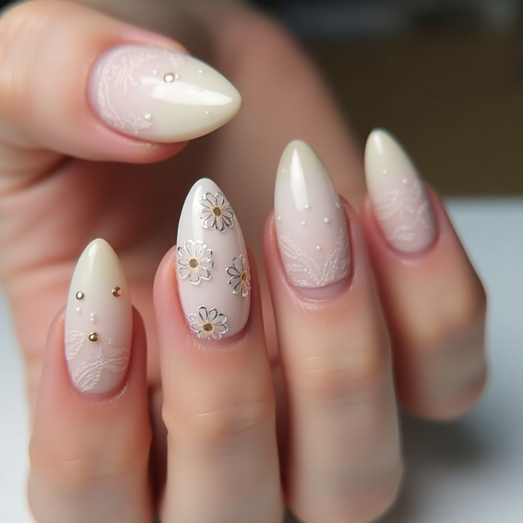 Nude Almond Nail Design