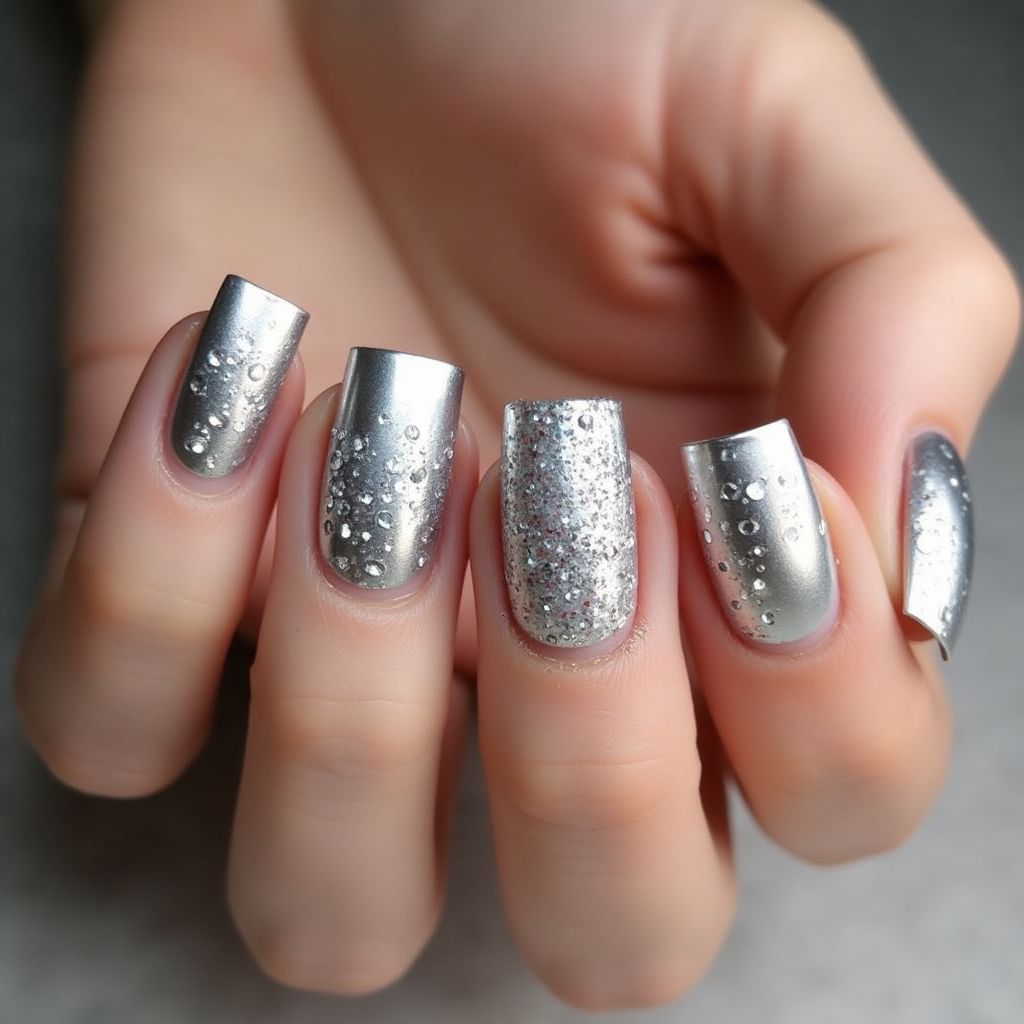 Silver Square Nail Design