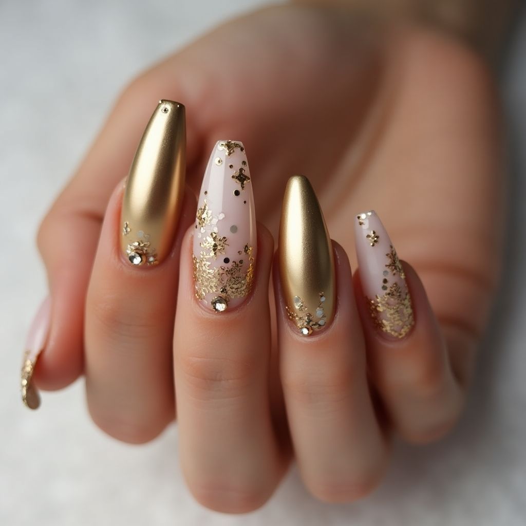 Gold Stiletto Nail Design