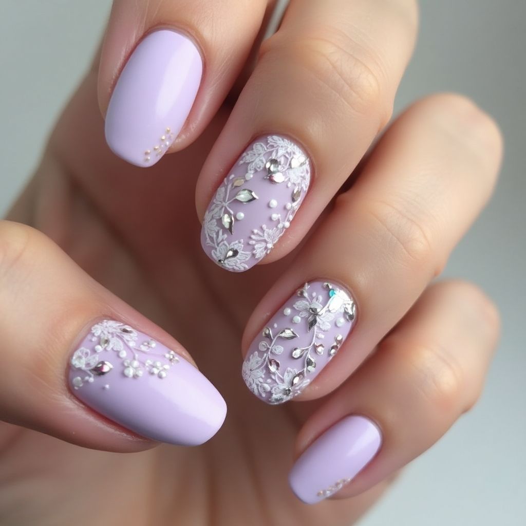 Lavender Round Nail Design
