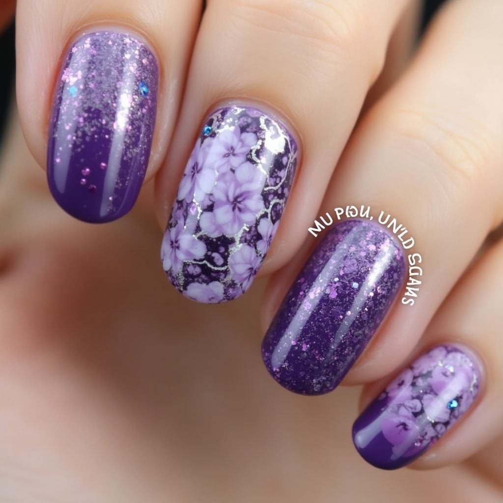 Purple Round Nail Design