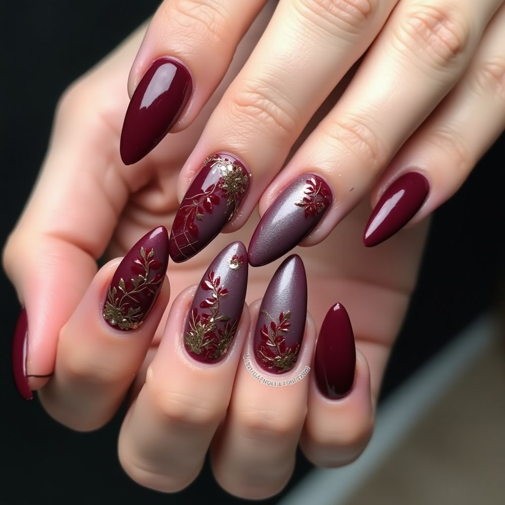 Wine Coffin Nail Design