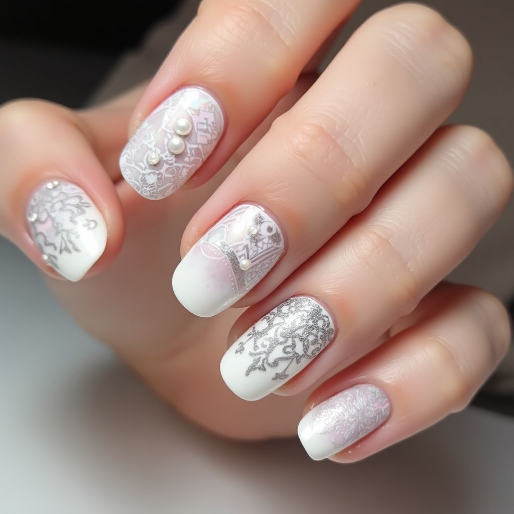 White Round Nail Design