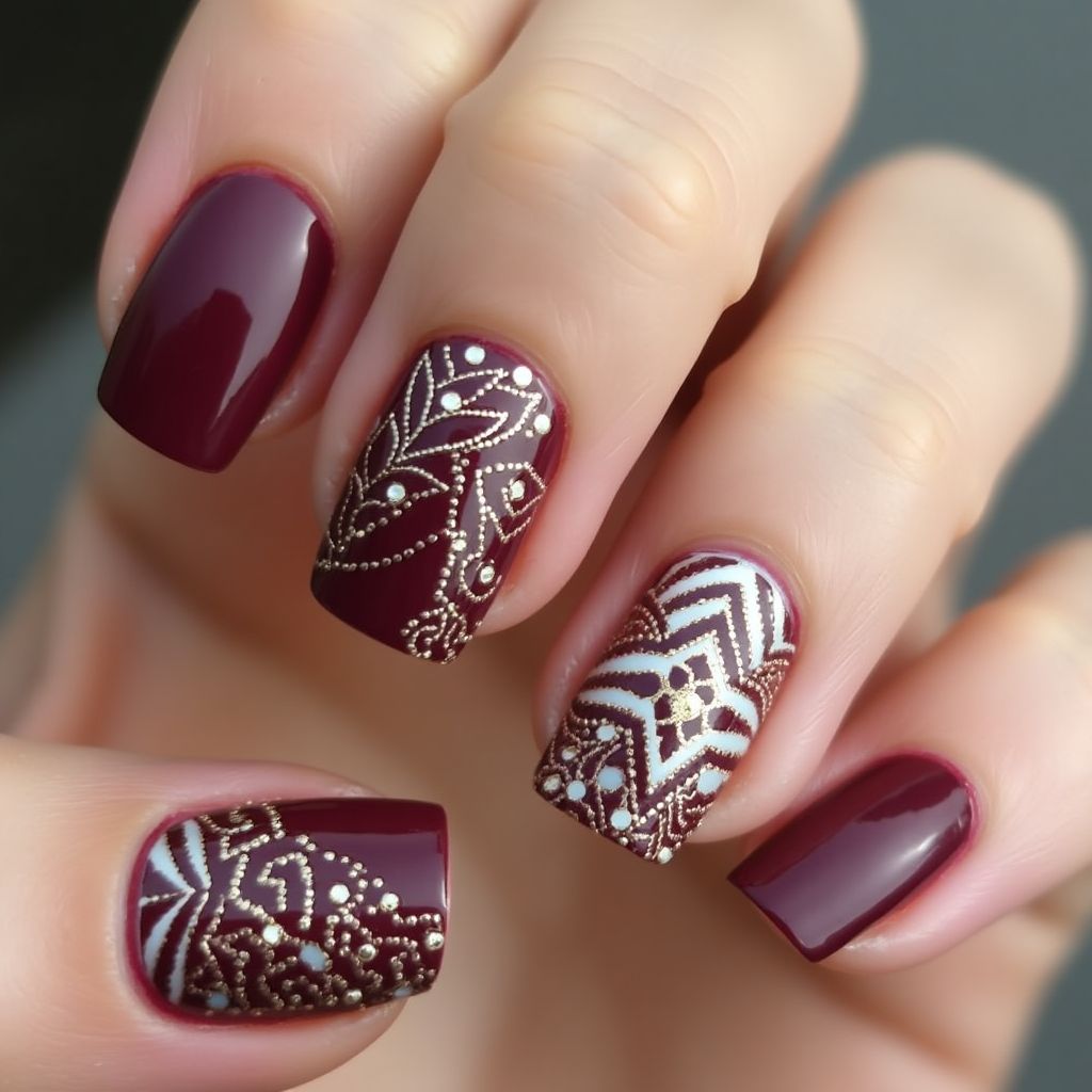 Wine Square Nail Design