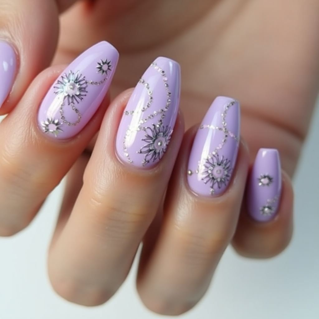 Lilac Coffin Nail Design