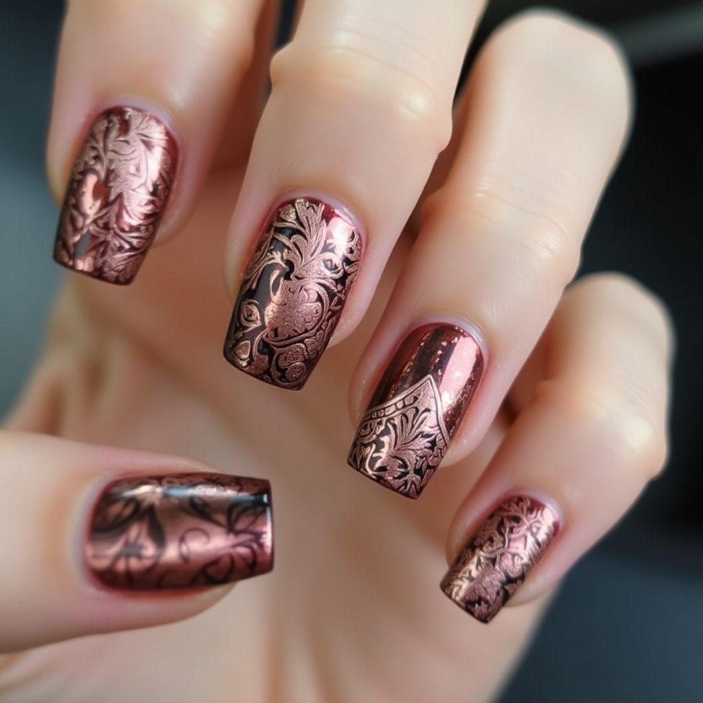 Copper Square Nail Design