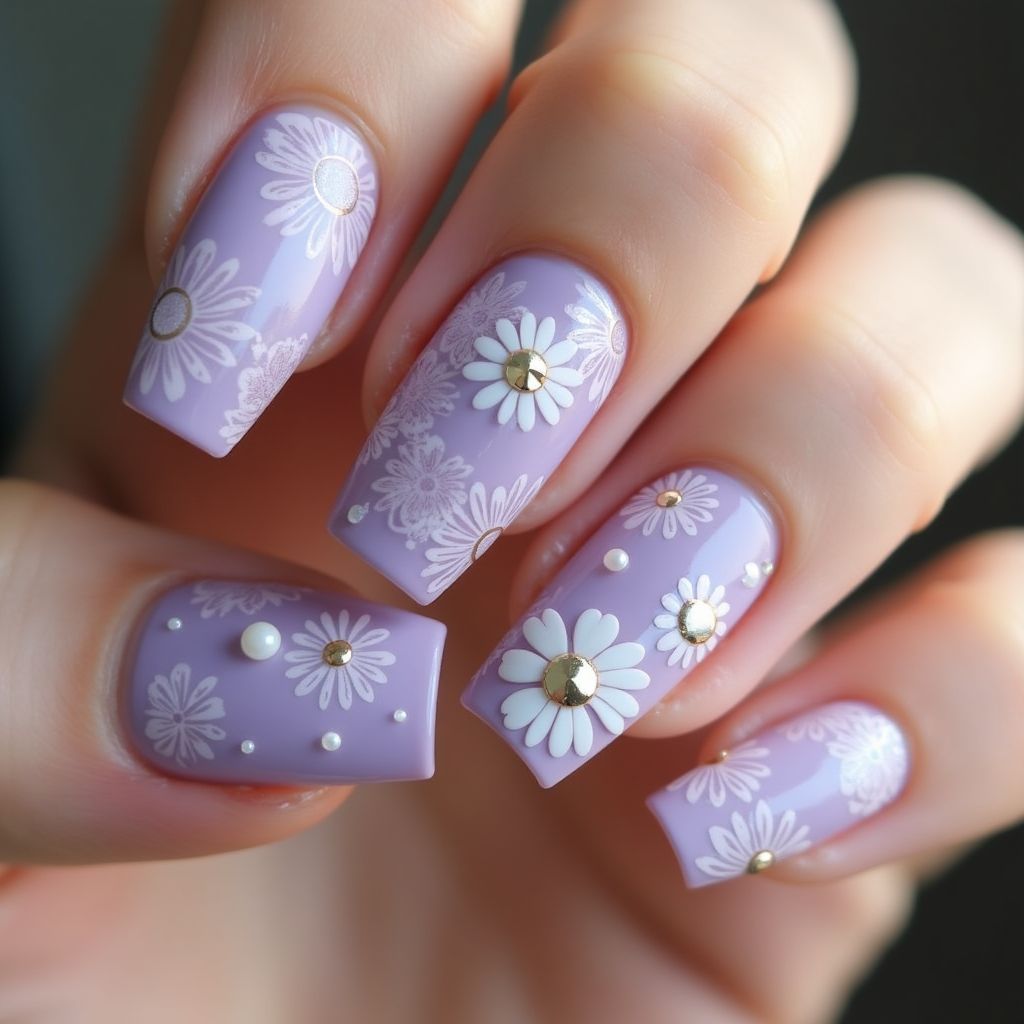 Lilac Coffin Nail Design