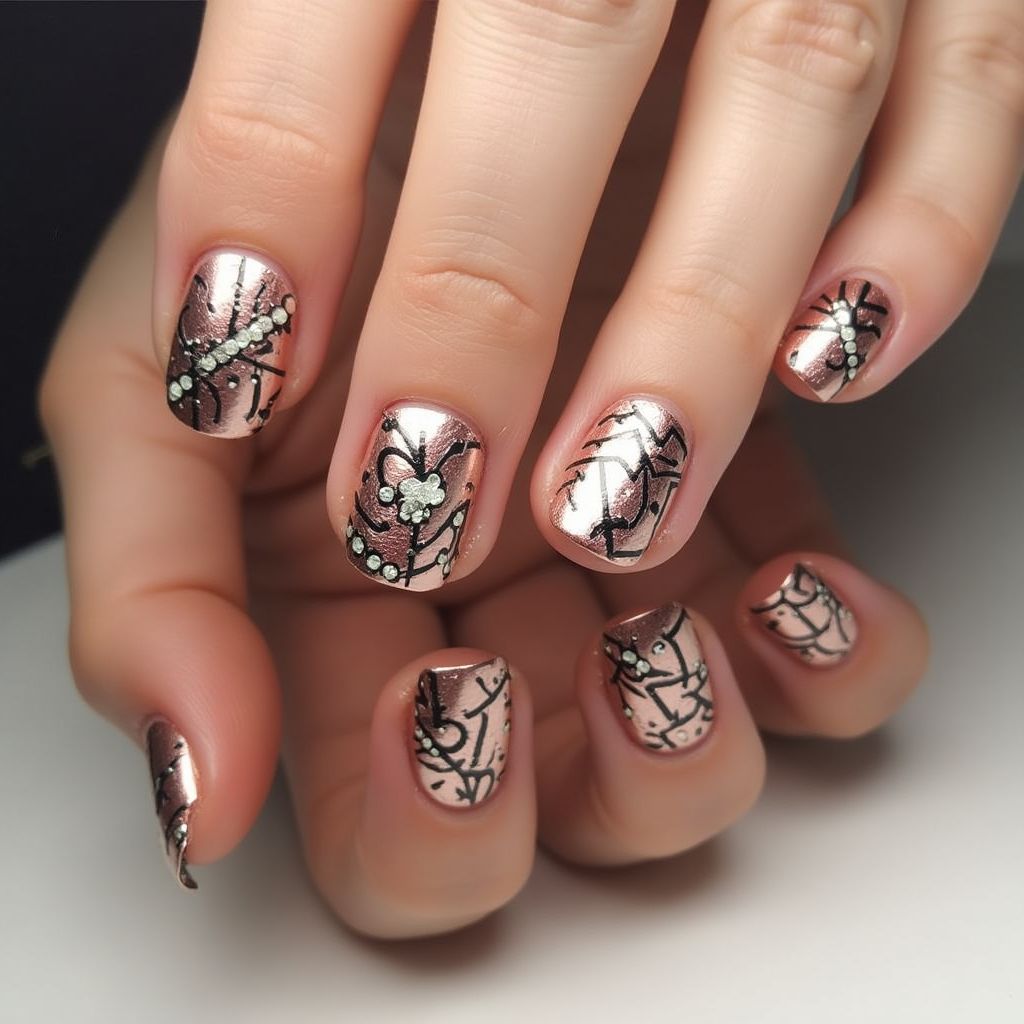 Copper Round Nail Design