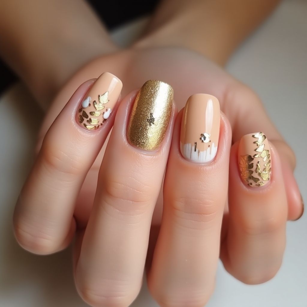 Tan Round Nail Design