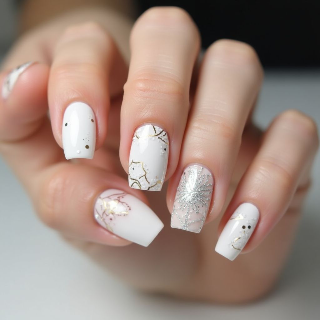 White Round Nail Design