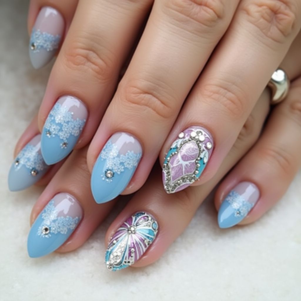 Baby Blue Almond Nail Design